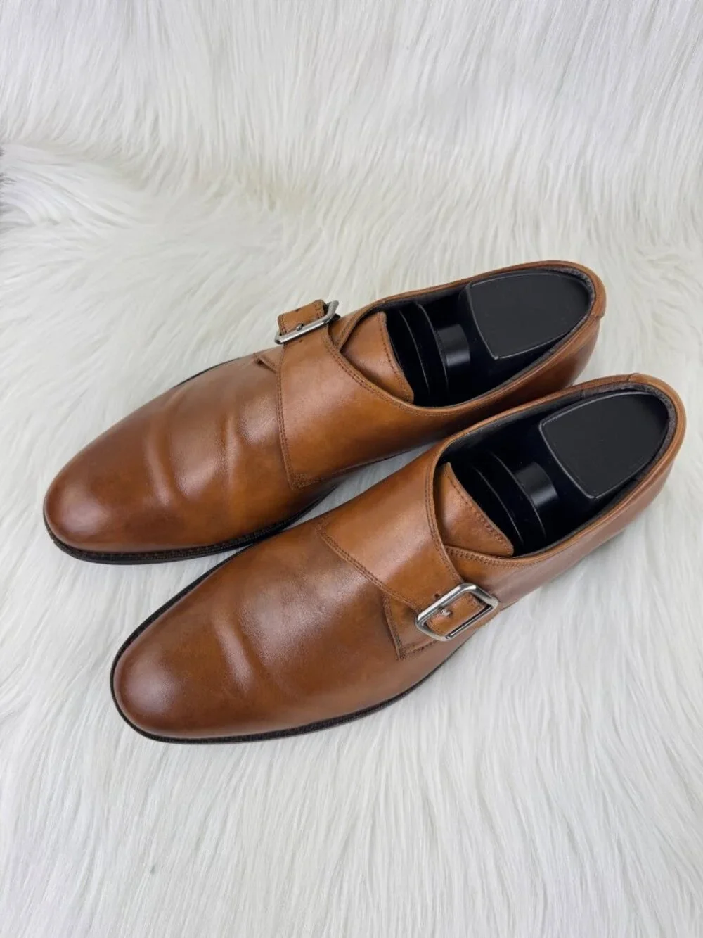 Joseph Abboud Dixon Single Monk Strap Dress Shoes Loafers Sz US 9.5 Light Brown
